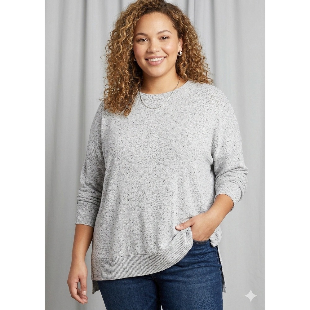 Aerie Pullover Sweater Womens Size M Grey Excellent Oversized Drop Shoulder Crew